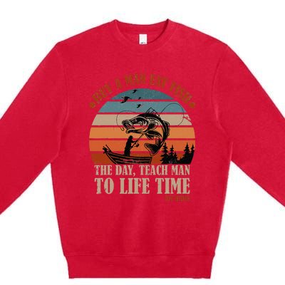 Joe Biden Buy A Man Eat Fish Fishing Retro Vintage Premium Crewneck Sweatshirt