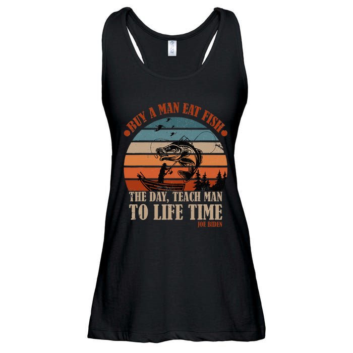 Joe Biden Buy A Man Eat Fish Fishing Retro Vintage Ladies Essential Flowy Tank