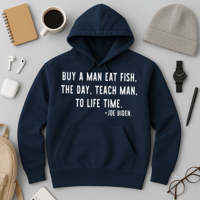 Joe Biden, Buy A Man Eat Fish The Day Teach Man To Life Time Hoodie