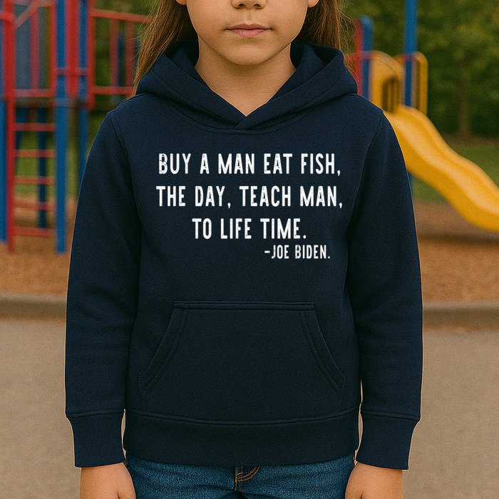 Joe Biden, Buy A Man Eat Fish The Day Teach Man To Life Time Kids Hoodie