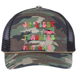 Jolliest Bjolliest Bunch Of Teunch Of Teachers This Side Of The Playground Xmas Retro Rope Trucker Hat Cap