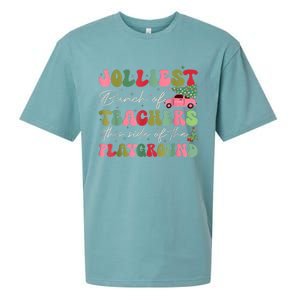 Jolliest Bjolliest Bunch Of Teunch Of Teachers This Side Of The Playground Xmas Sueded Cloud Jersey T-Shirt