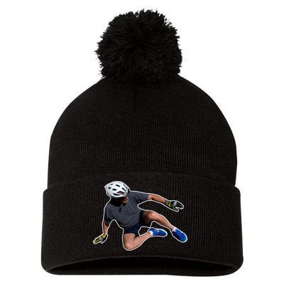 Joe Biden Bicycle Fall Funny Meme Pom Pom 12in Knit Beanie