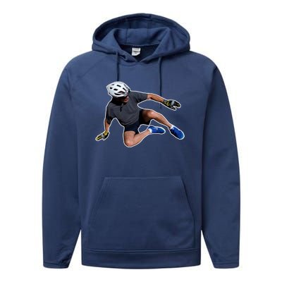 Joe Biden Bicycle Fall Funny Meme Performance Fleece Hoodie