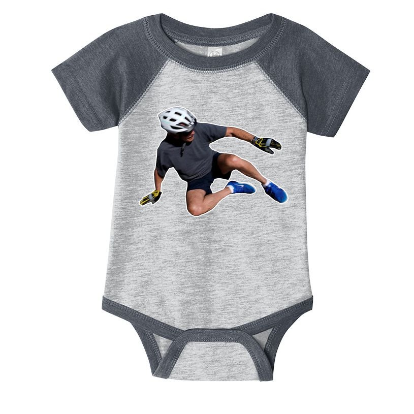 Joe Biden Bicycle Fall Funny Meme Infant Baby Jersey Bodysuit