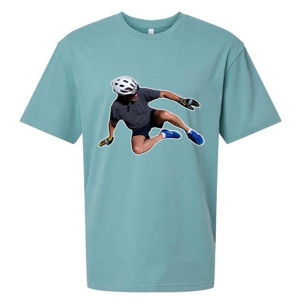 Joe Biden Bicycle Fall Funny Meme Sueded Cloud Jersey T-Shirt