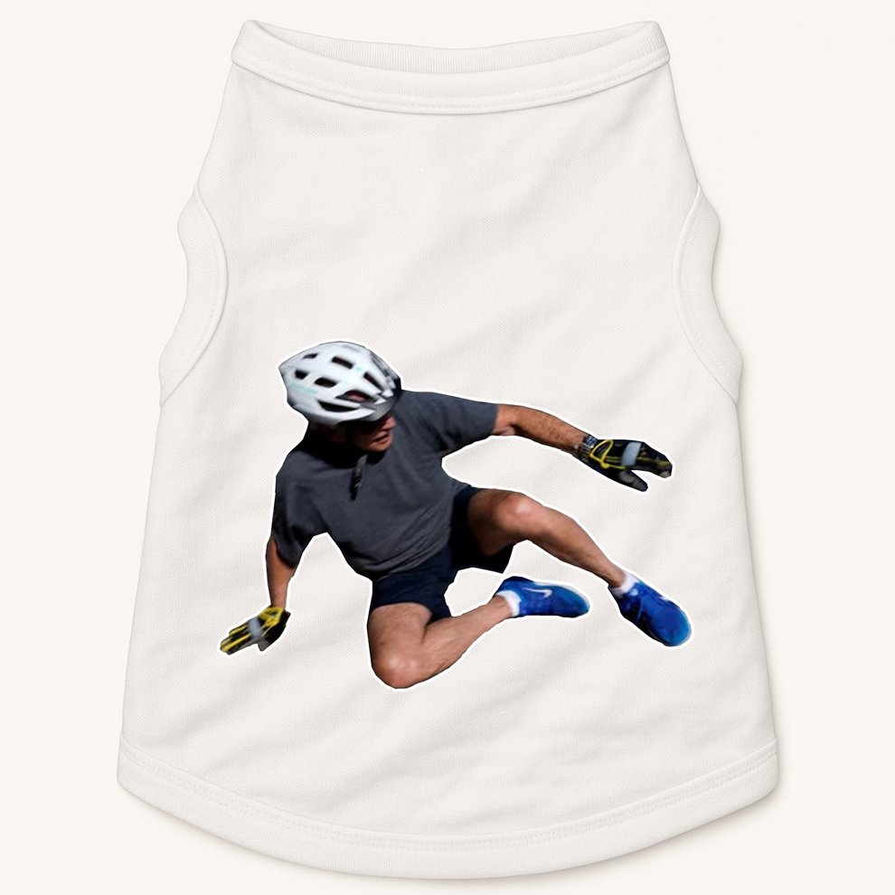 Joe Biden Bicycle Fall Funny Meme Doggie Tank