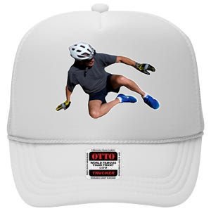 Joe Biden Bicycle Fall Funny Meme High Crown Mesh Back Trucker Hat