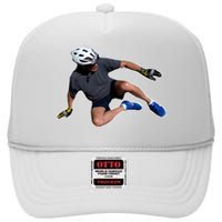 Joe Biden Bicycle Fall Funny Meme High Crown Mesh Back Trucker Hat