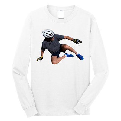 Joe Biden Bicycle Fall Funny Meme Long Sleeve Shirt