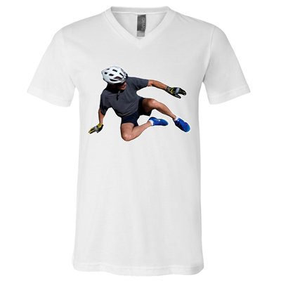 Joe Biden Bicycle Fall Funny Meme V-Neck T-Shirt