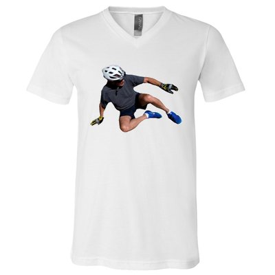 Joe Biden Bicycle Fall Funny Meme V-Neck T-Shirt