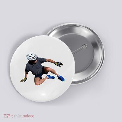 Joe Biden Bicycle Fall Funny Meme Button