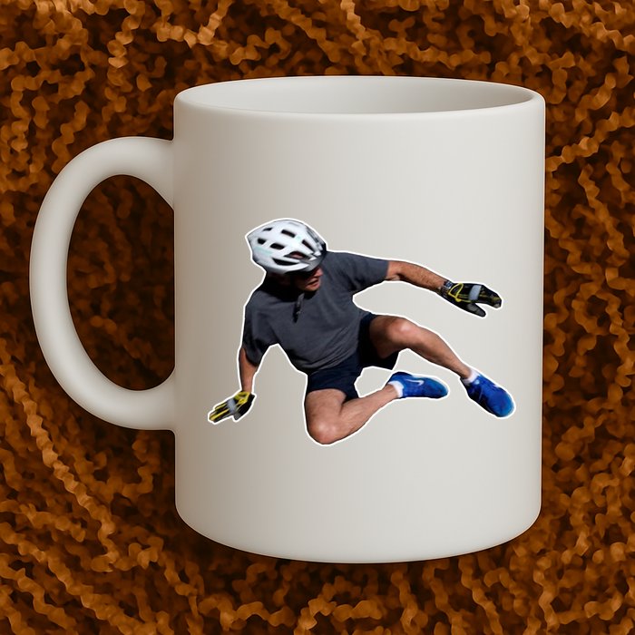 Joe Biden Bicycle Fall Funny Meme Mug