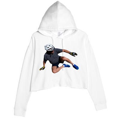 Joe Biden Bicycle Fall Funny Meme Crop Fleece Hoodie