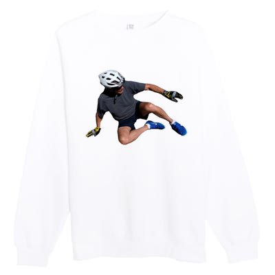 Joe Biden Bicycle Fall Funny Meme Premium Crewneck Sweatshirt