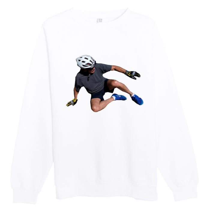 Joe Biden Bicycle Fall Funny Meme Premium Crewneck Sweatshirt