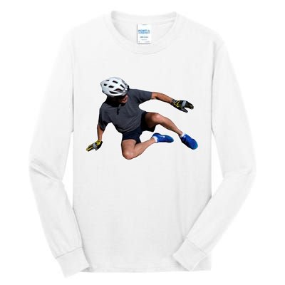 Joe Biden Bicycle Fall Funny Meme Tall Long Sleeve T-Shirt