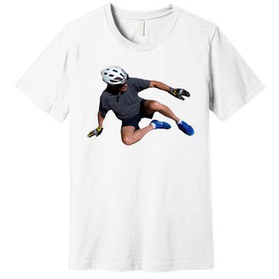 Joe Biden Bicycle Fall Funny Meme Premium T-Shirt