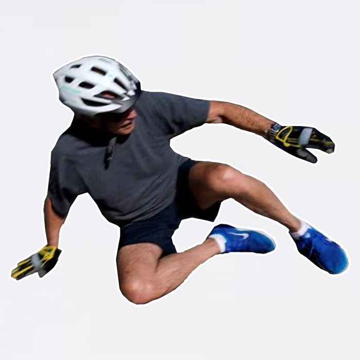 Joe Biden Bicycle Fall Funny Meme Cropped Pullover Crew