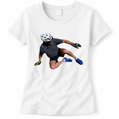 Joe Biden Bicycle Fall Funny Meme Womens T-Shirt
