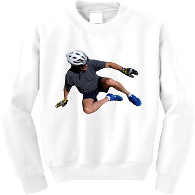 Joe Biden Bicycle Fall Funny Meme Kids Sweatshirt
