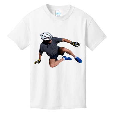 Joe Biden Bicycle Fall Funny Meme Kids T-Shirt