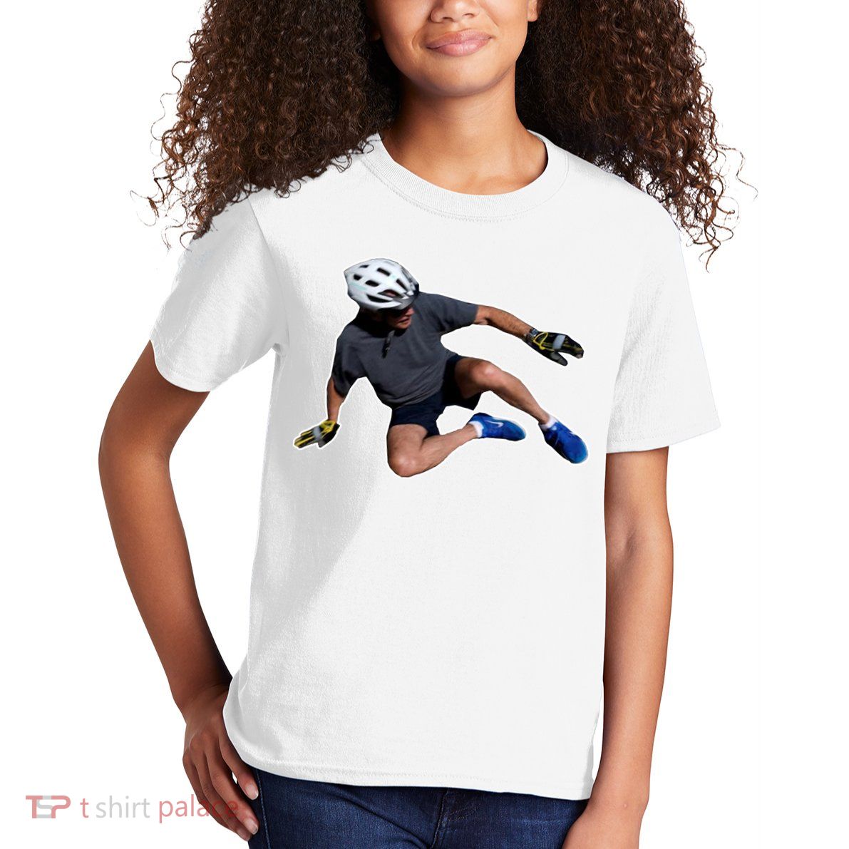 Joe Biden Bicycle Fall Funny Meme Kids T-Shirt