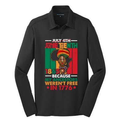 Junenth Black Because My Ancestor WerenT Free 1776 Gift Silk Touch Performance Long Sleeve Polo