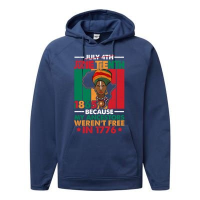 Junenth Black Because My Ancestor WerenT Free 1776 Gift Performance Fleece Hoodie