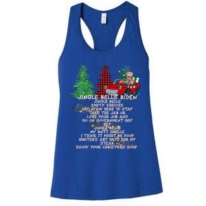 Jingle Bell Biden Xmas Santa Trump 3 Ugly Christmas Sweater Gift Women's Racerback Tank