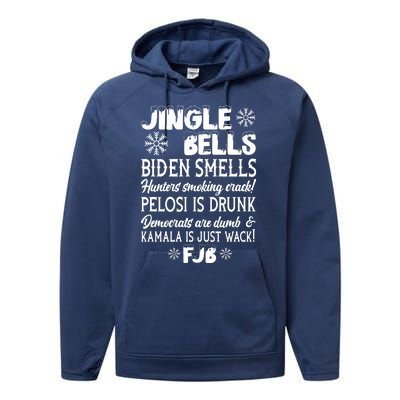 Jingle Bells Biden Smells Funny Republican Christmas Gift Performance Fleece Hoodie