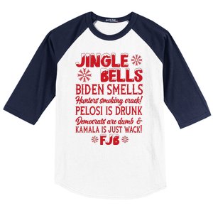 Jingle Bells Biden Smells Funny Republican Christmas Gift Baseball Sleeve Shirt