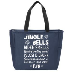 Jingle Bells Biden Smells Funny Republican Christmas Gift Zip Tote Bag