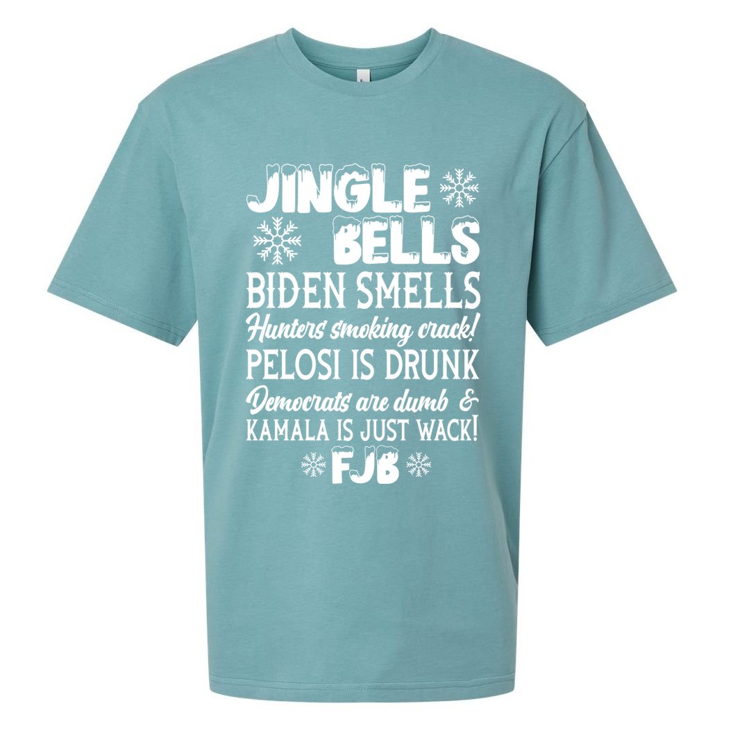 Jingle Bells Biden Smells Funny Republican Christmas Gift Sueded Cloud Jersey T-Shirt