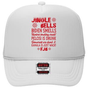 Jingle Bells Biden Smells Funny Republican Christmas Gift High Crown Mesh Back Trucker Hat