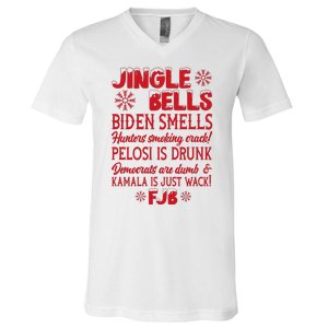 Jingle Bells Biden Smells Funny Republican Christmas Gift V-Neck T-Shirt