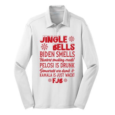 Jingle Bells Biden Smells Funny Republican Christmas Gift Silk Touch Performance Long Sleeve Polo