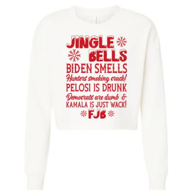 Jingle Bells Biden Smells Funny Republican Christmas Gift Cropped Pullover Crew