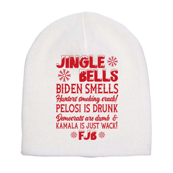 Jingle Bells Biden Smells Funny Republican Christmas Gift Short Acrylic Beanie