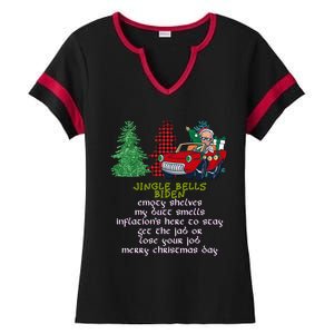 Jingle Bell Biden Xmas Santa Trump 3 Ugly Christmas Sweater Cute Gift Ladies Halftime Notch Neck Tee