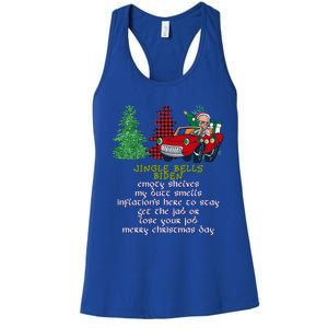 Jingle Bell Biden Xmas Santa Trump 3 Ugly Christmas Sweater Cute Gift Women's Racerback Tank