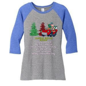 Jingle Bell Biden Xmas Santa Trump 3 Ugly Christmas Sweater Cute Gift Women's Tri-Blend 3/4-Sleeve Raglan Shirt