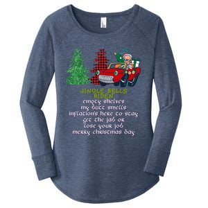 Jingle Bell Biden Xmas Santa Trump 3 Ugly Christmas Sweater Cute Gift Women's Perfect Tri Tunic Long Sleeve Shirt