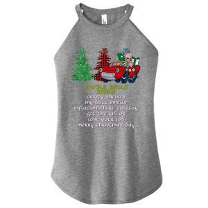 Jingle Bell Biden Xmas Santa Trump 3 Ugly Christmas Sweater Cute Gift Women's Perfect Tri Rocker Tank