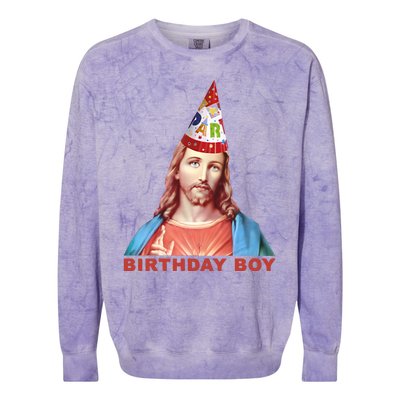 Jesus Birthday Boy Colorblast Crewneck Sweatshirt