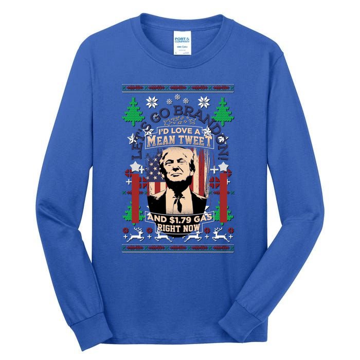 Jingle Bell Biden Xmas Santa Trump Ugly Christmas Sweater Gift Tall Long Sleeve T-Shirt