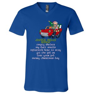 Jingle Bell Biden Xmas Santa Trump Ugly Christmas Sweater Funny Gift V-Neck T-Shirt