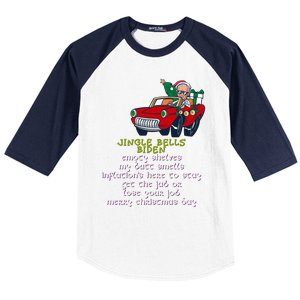 Jingle Bell Biden Xmas Santa Trump Ugly Christmas Sweater Funny Gift Baseball Sleeve Shirt