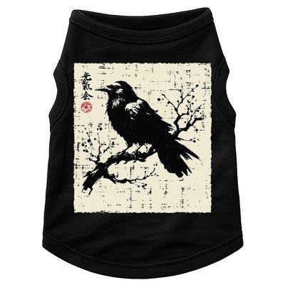 Japanese Bird Black Raven Vintage Crow Art Doggie Tank
